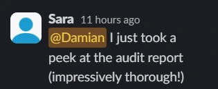 Client message: Audit Feedback Win