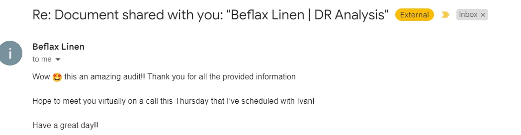 Client message: Audit Win