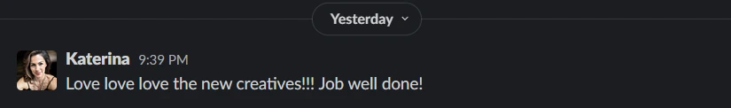 Client message: BL Creative Win