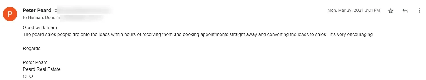 Client message: PRE Pete Email