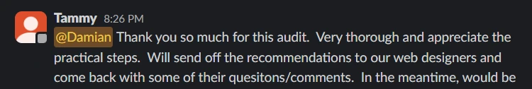 Client message: Web Audit Win