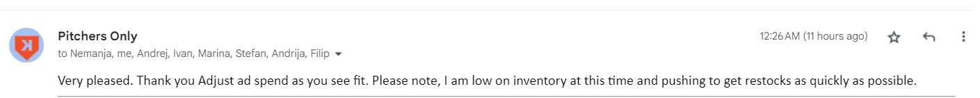 Client message: Win PO