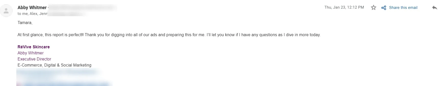 Client message: email happy