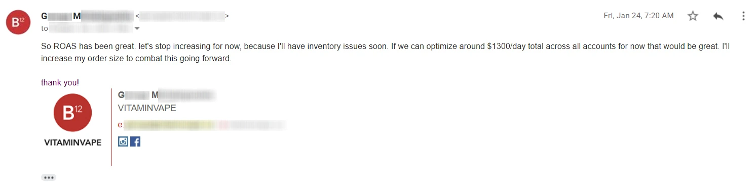 Client message: email